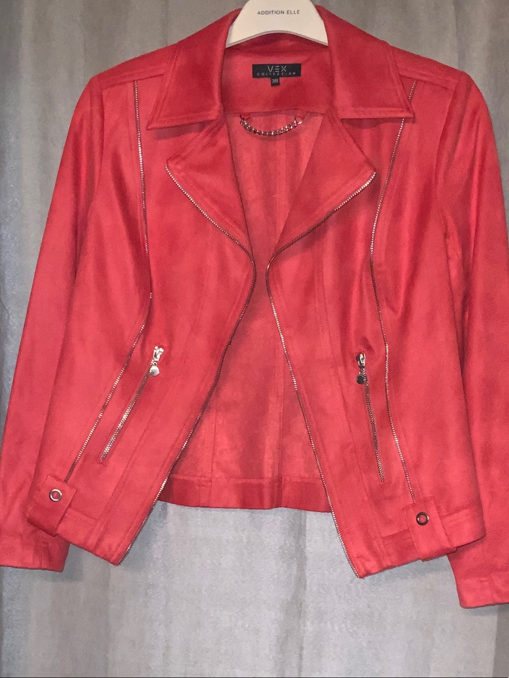 VEX Suede-Style Open Moto Jacket